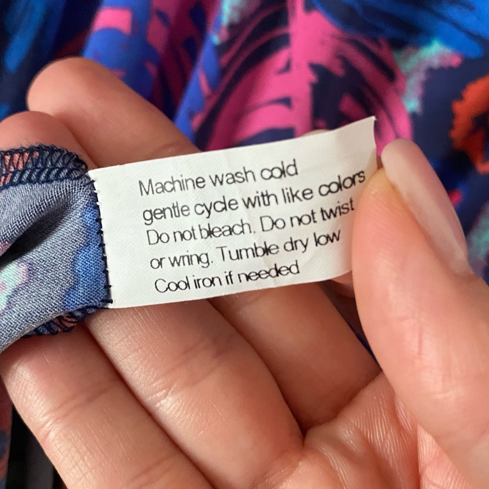 Tori Richard Tropical Print Mini Sundress Size S Blue Pink Stretch Summer Beach - Picture 6 of 9